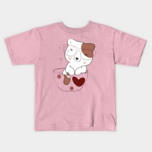 chat avec lunettes dans tasse de café Kids T-Shirt